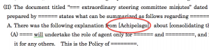 Achipelago and DNS (Dewan Niaga Sarawak) are both named in the documents