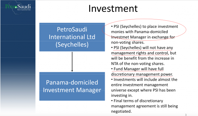 PSI Seychelles will not have any management rights or control - fund manager will have full discretionary management power