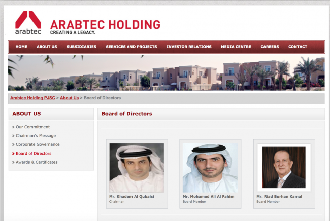 Failure to update - Arabtec'w website was still advertising Khadem as the boss this weekend, hinting at a sudden and unexpected dismissal?