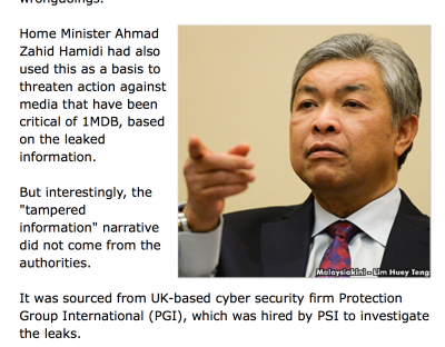 Home Minister Zahid Hamidi went public immediately to threaten the media on the basis of these biased and false accusations 