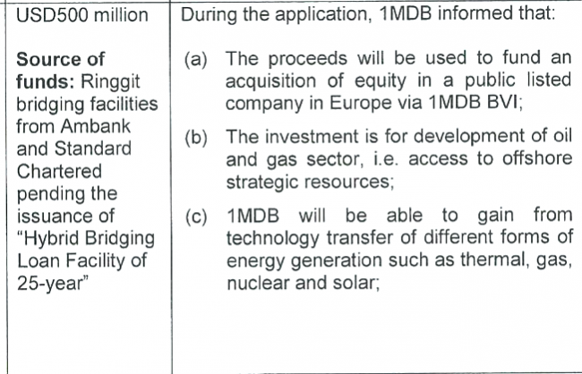 The bulk of this USD$500 million dollar 'loan' to PetroSaudi was in fact diverted to the UBG purchase and to Good Star