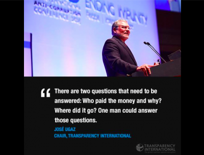 Pesan enggau jaku lalau ti terang ari Kepala Eksekutif Transparency International, Jose Ugaz