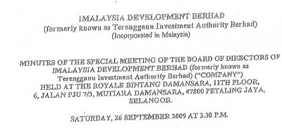 Board Meeting 2 days before deal was signed made plain that 1MDB Directors were not ready to sign