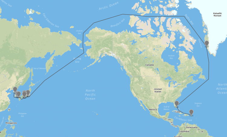 North West Passage journey from Florida to Incheon!