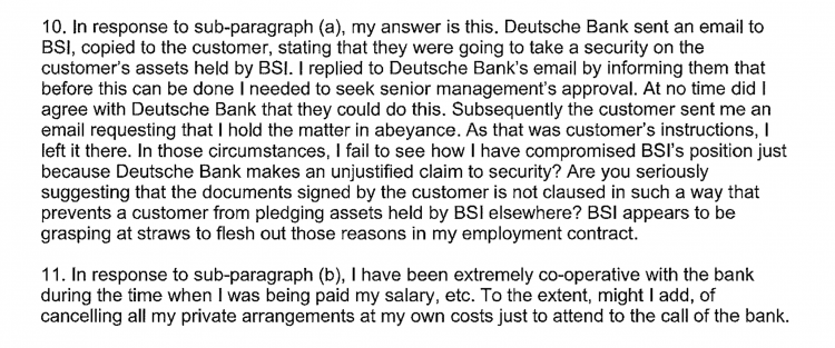 Yak explains his position on why he did not tell his bosses about the 'security check', which was plainly the security Deutsche Bank obtained on the Brazen Sky account for its billion dollar loan to 1MDB