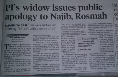 Surat berita NST enggi UMNO udah beguai-guai mantaika cherita pasal jaku penerang ari Selvi nya ba hari ti nangkanka nya
