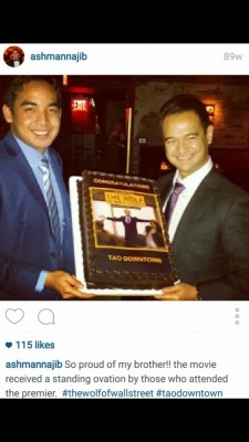 Rosmah's sons Riza Aziz (right) and Norashman celebrating Wolf of Wall Street, financed by the bogus Aabar Investments PJS Limited.