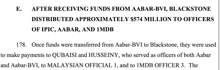 DOJ say it straight - Malaysian Public Official 1 got paid by Blackstone