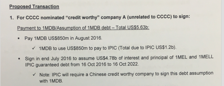 Sneaking a write off of 1MDB's debts in an up-front payment