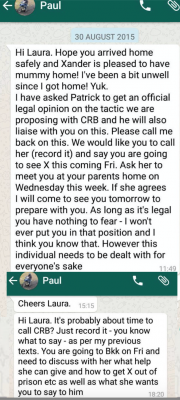 Streams of texts from Finnegan pressing her to call and entrap 'CRB' The Editor of Sarawak Report