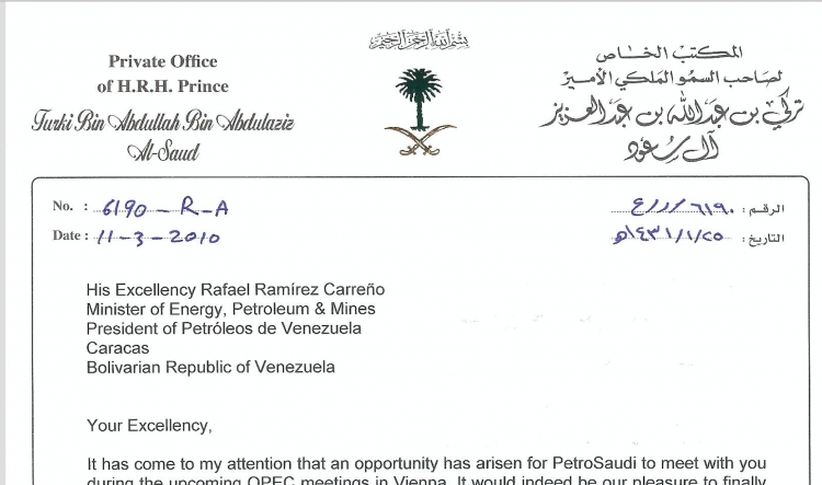 Prince Turki's letterhead