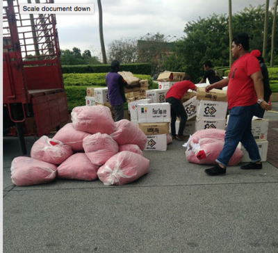 Bundles of Red Shirts delivered last night outside UMNO Headquarters in KL!