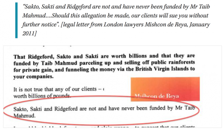 False claim made by Taib's lawyers Mishcon de Reya