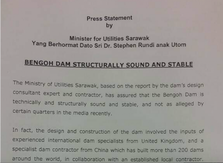 British dam experts have vouched for the safety and construction of the dam, says the Minister
