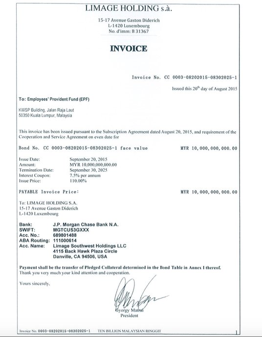 Invoice from Gyorgy Matrai to EPF