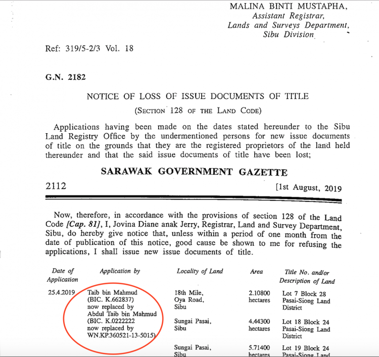 August edition of the Sarawak State Government Gazette 