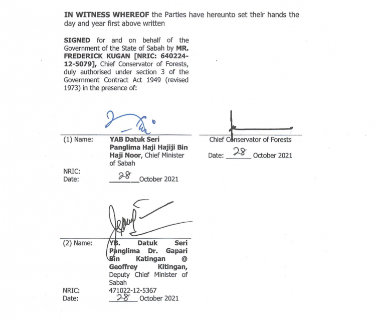 Leaked contract was signed by Kitingan as Deputy Minister of Sabah