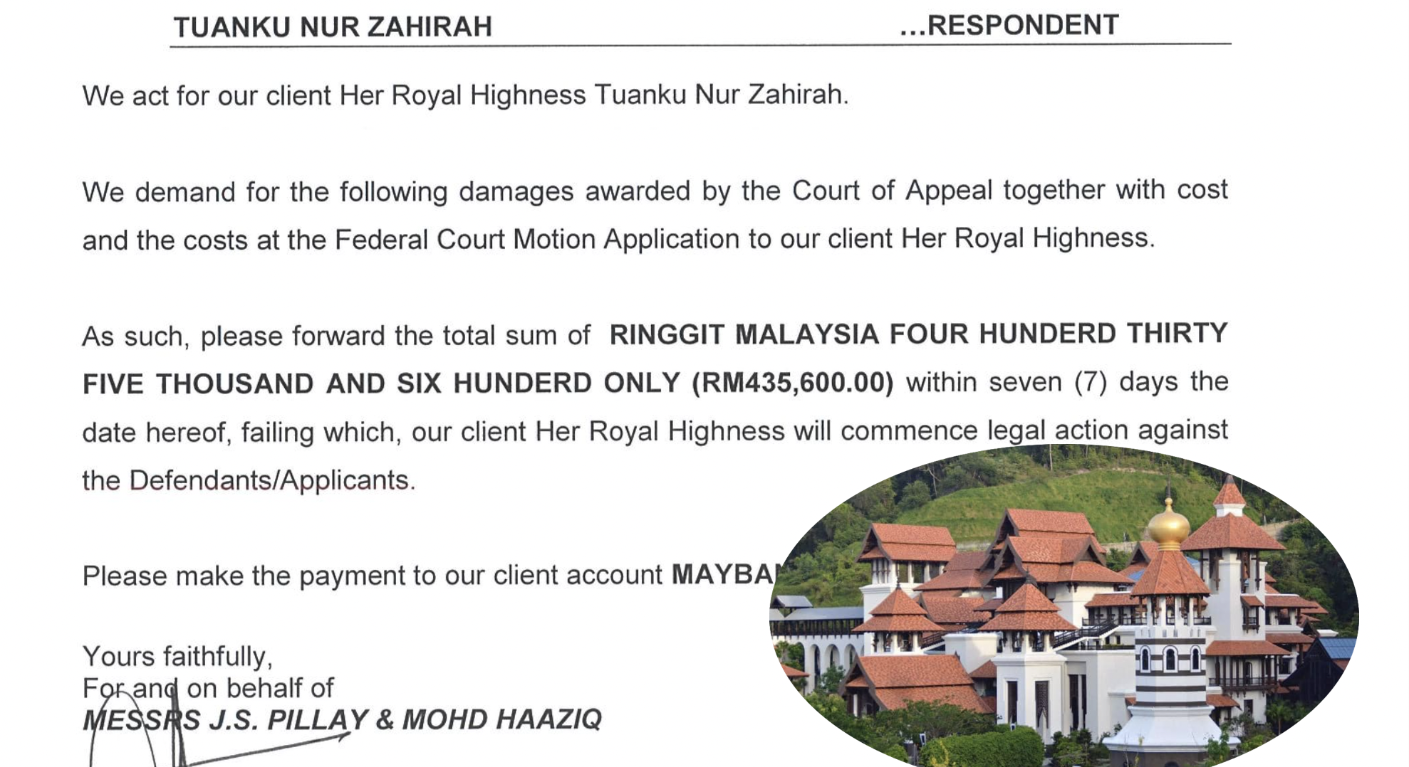 Wife Of Sultan Makes Her Demand For Cash